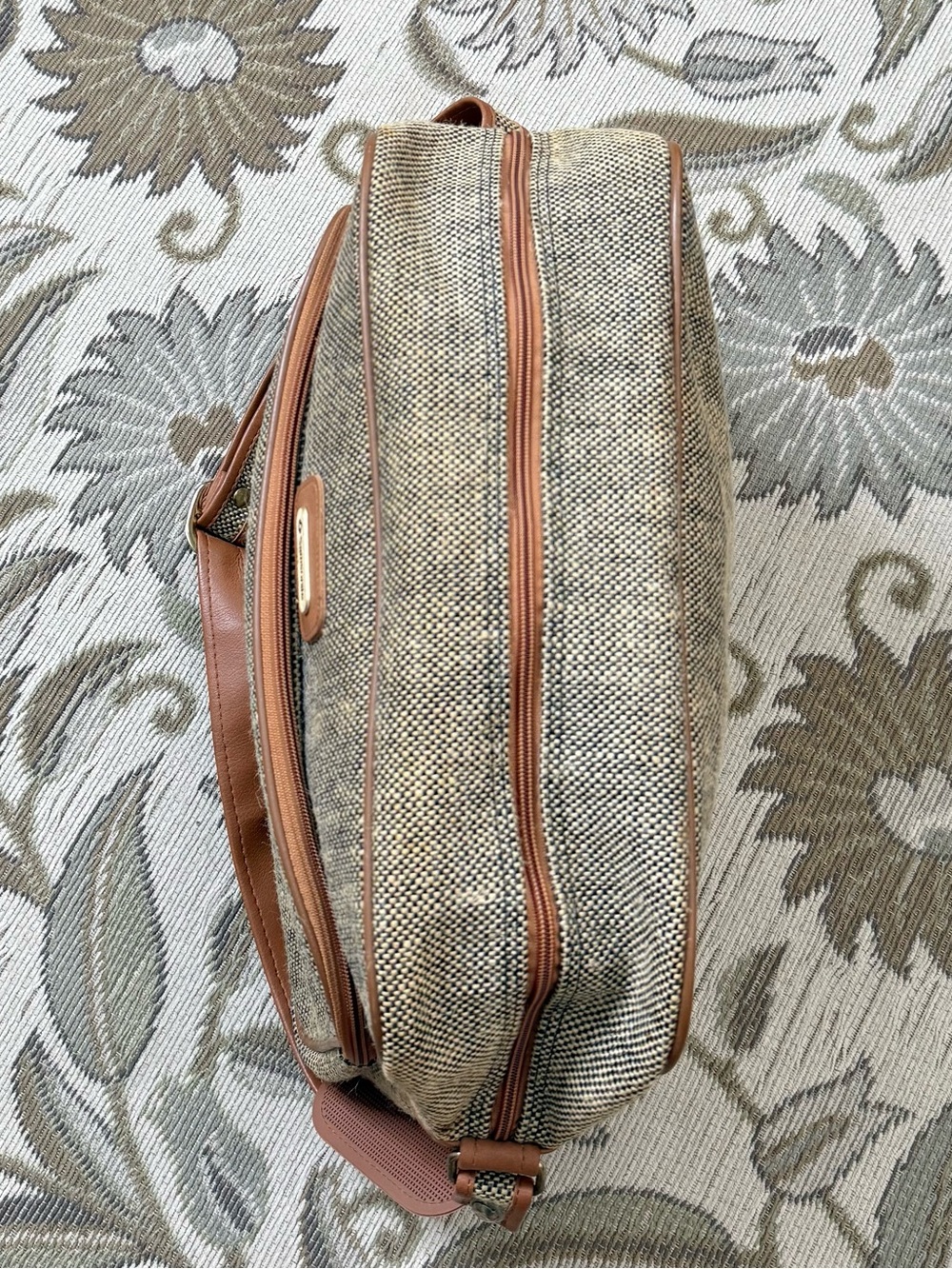 Vintage Samsonite Shoulder Bag Travel Carry On Overnighter Tweed 70s 80s - Picture 5 of 10